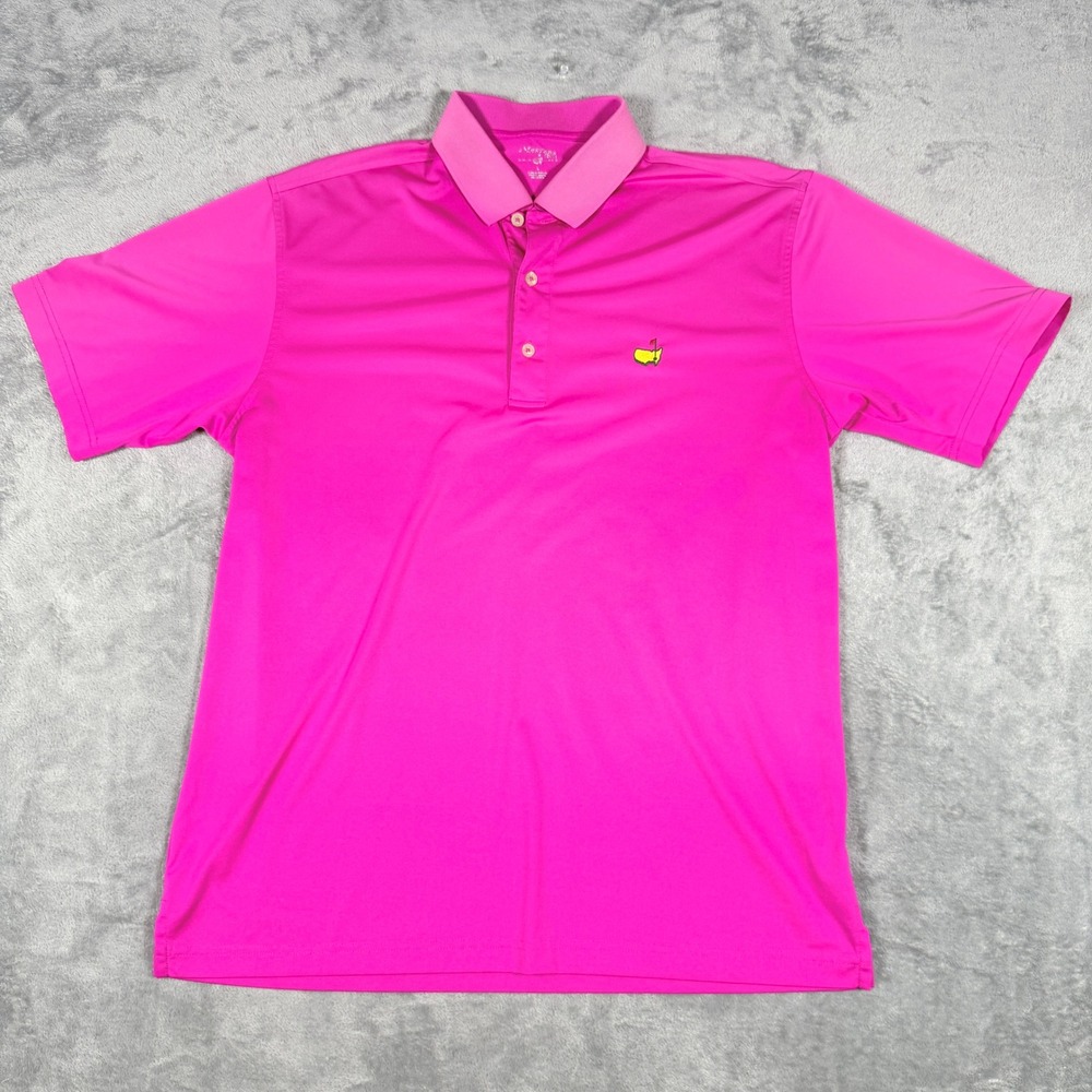 Masters Tech Mens Large Golf Polo Shirt Hot Pink Augusta National Performance